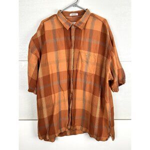 Geoffrey Beene Plaid Button Up Short Sleeve Casual Shirt Size XXL Read Notes